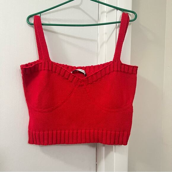 ZARA RED KNIT CROP TOP Size Extra Large XL - Picture 7 of 8
